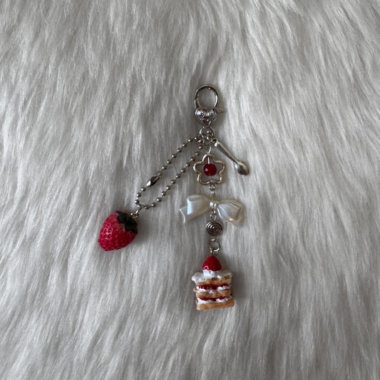Red with Cake Keychain