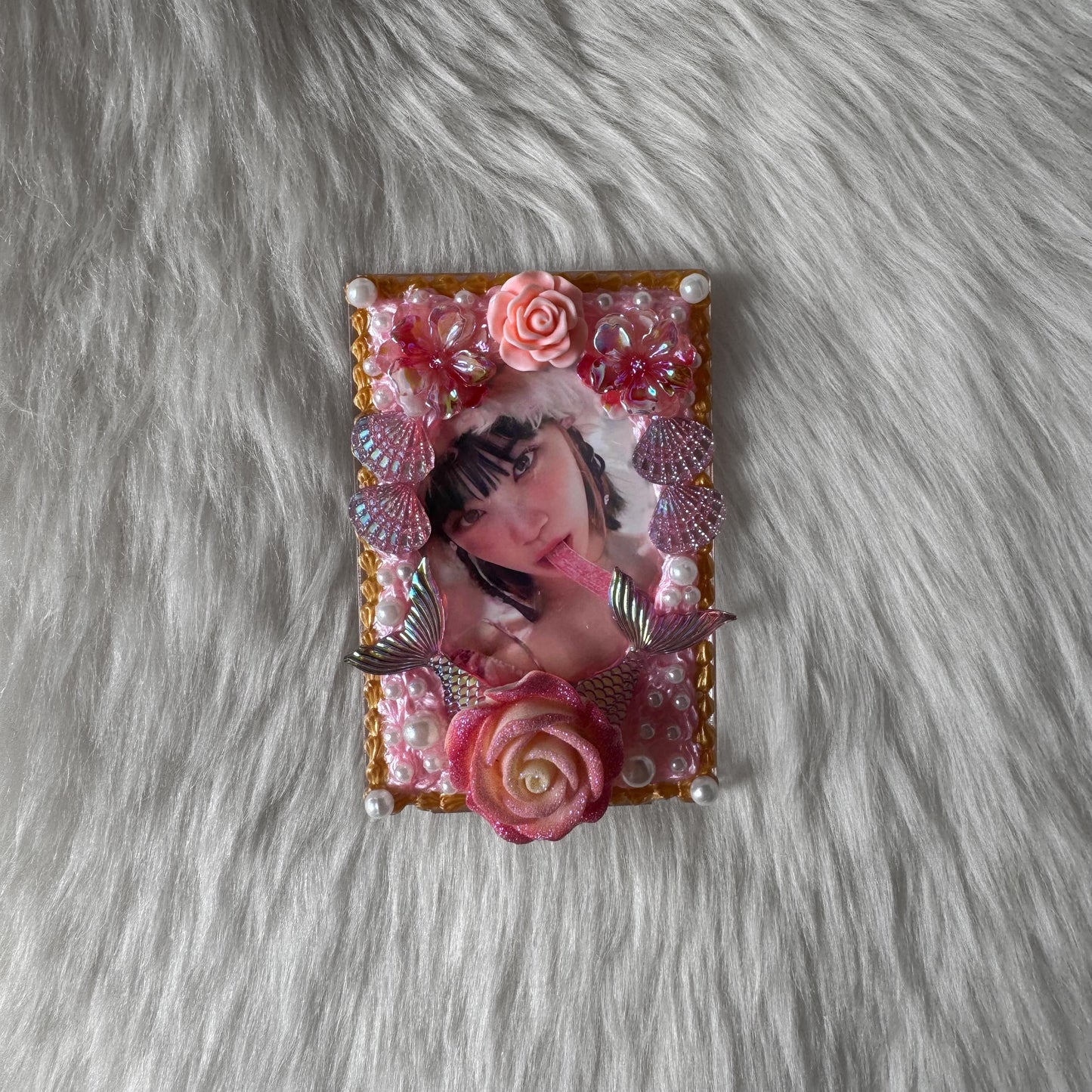 Pink and Golden with Mermaid Tail and Seashells Decoden Toploader