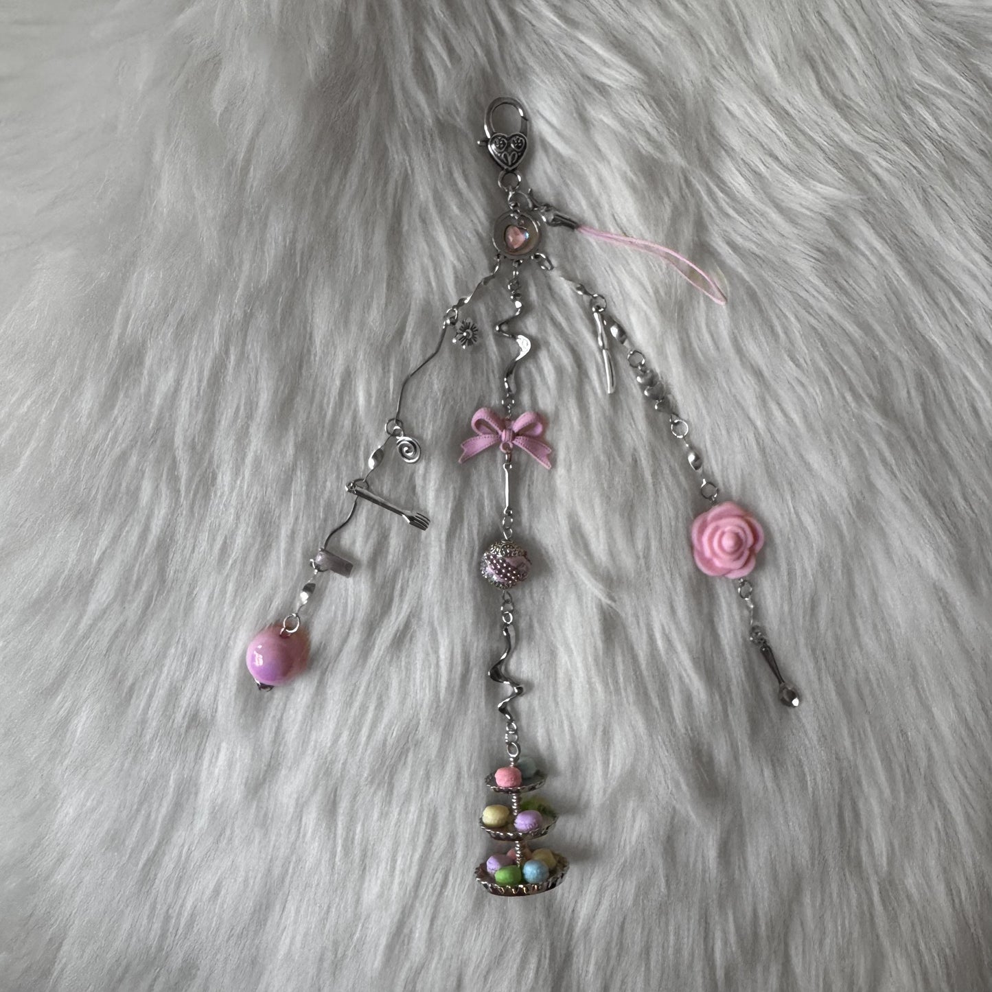 Pink 3-Tier Macaroon Stand Keychain