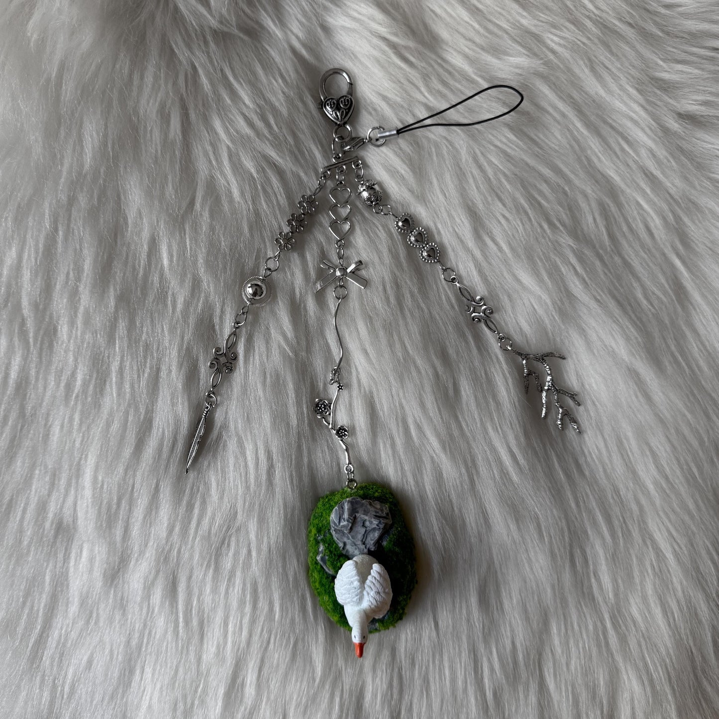 Silver Swan Keychain