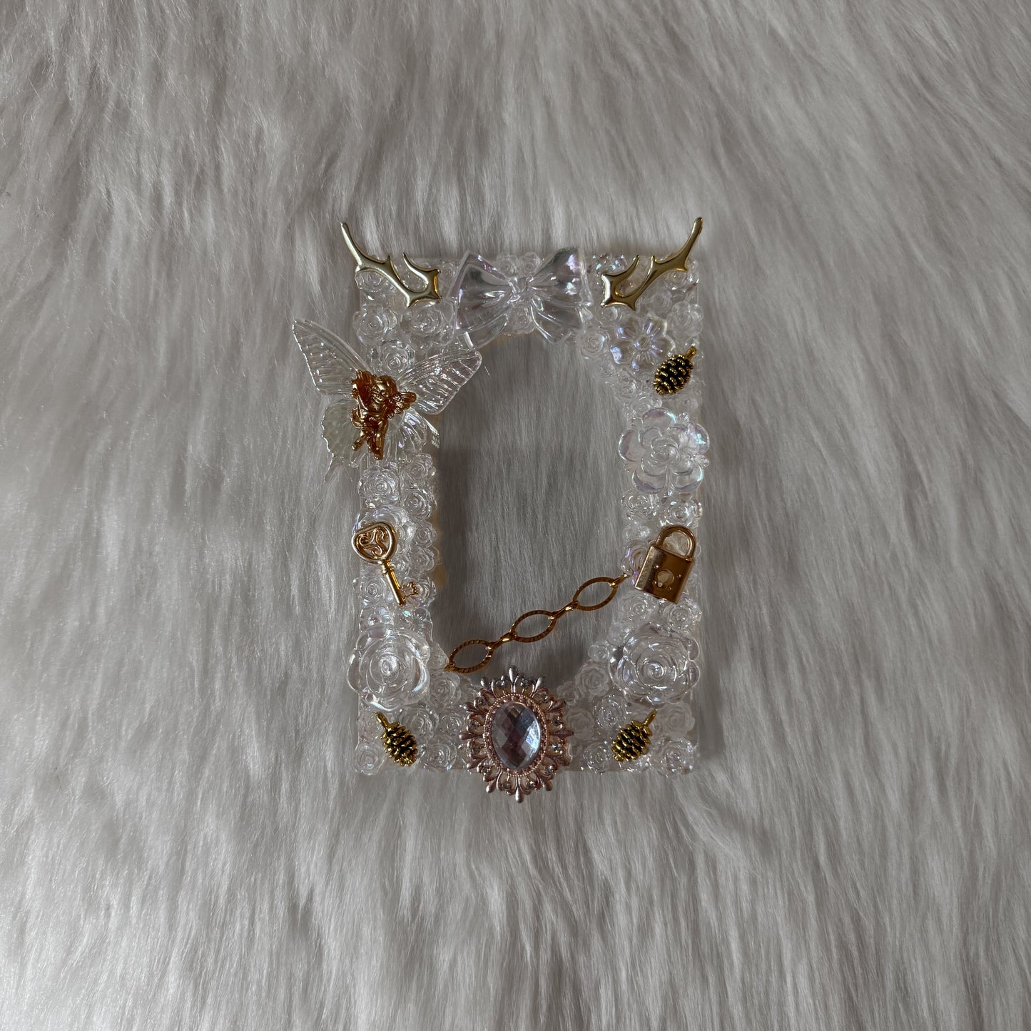 Clear with Antler and Golden Charms Decoden Toploader