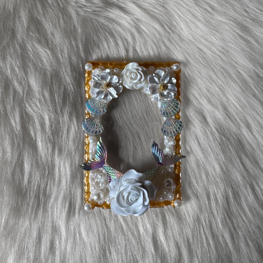 White and Golden with Mermaid Tail and Seashells Decoden Toploader