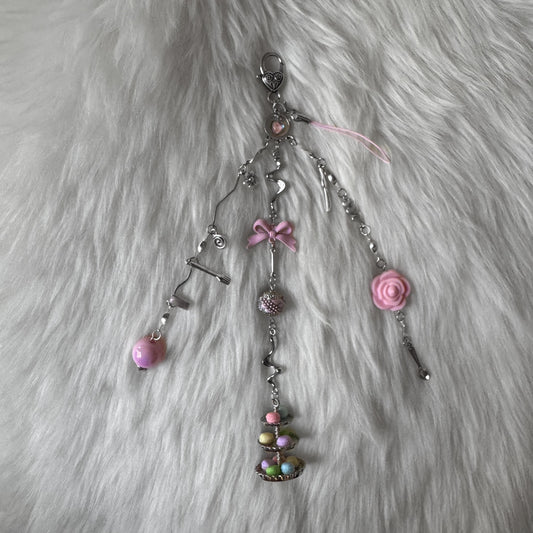 Pink 3-Tier Macaroon Stand Keychain