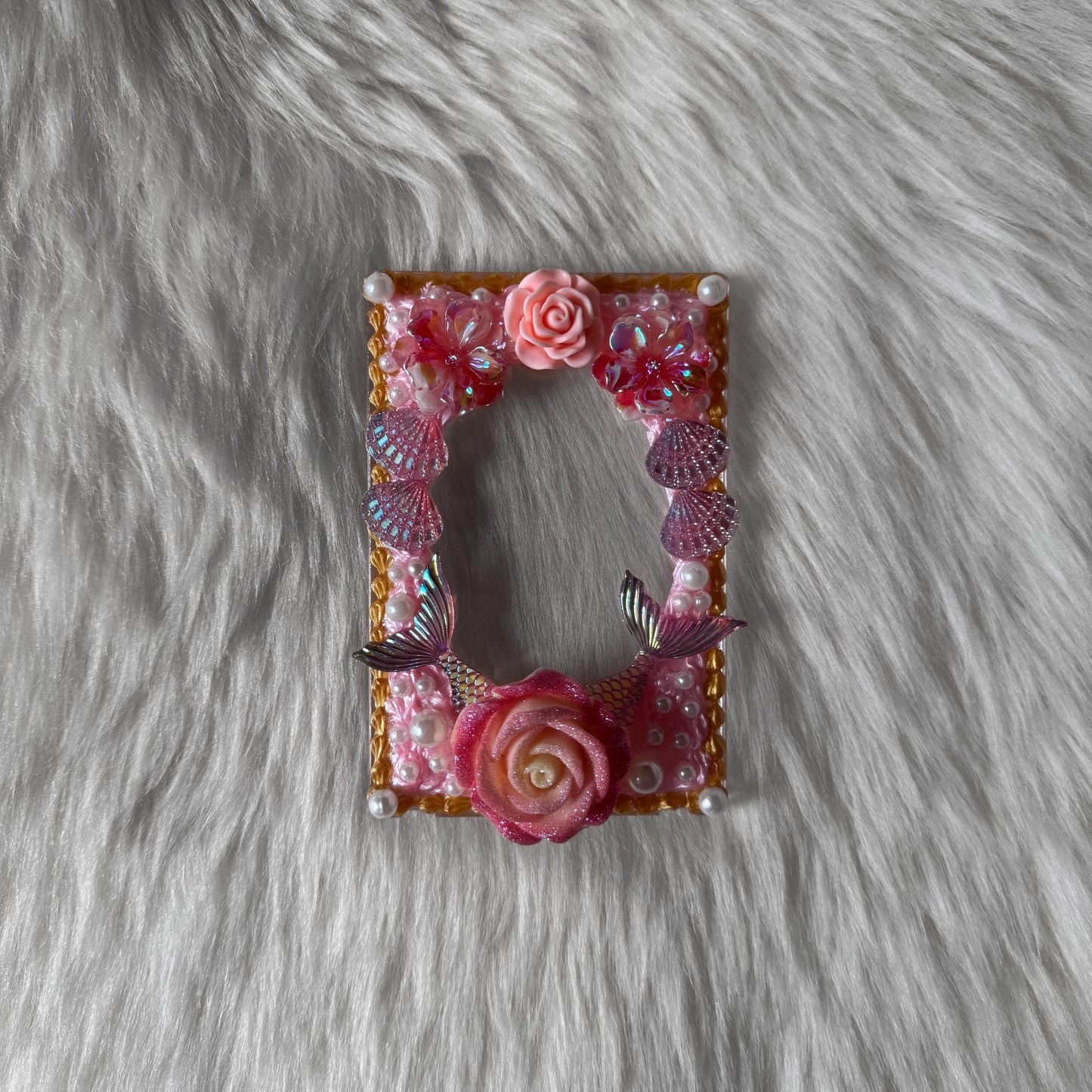 Pink and Golden with Mermaid Tail and Seashells Decoden Toploader